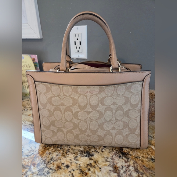 Coach Signature Canvas Beige Satchel Bag - Picture 3 of 6